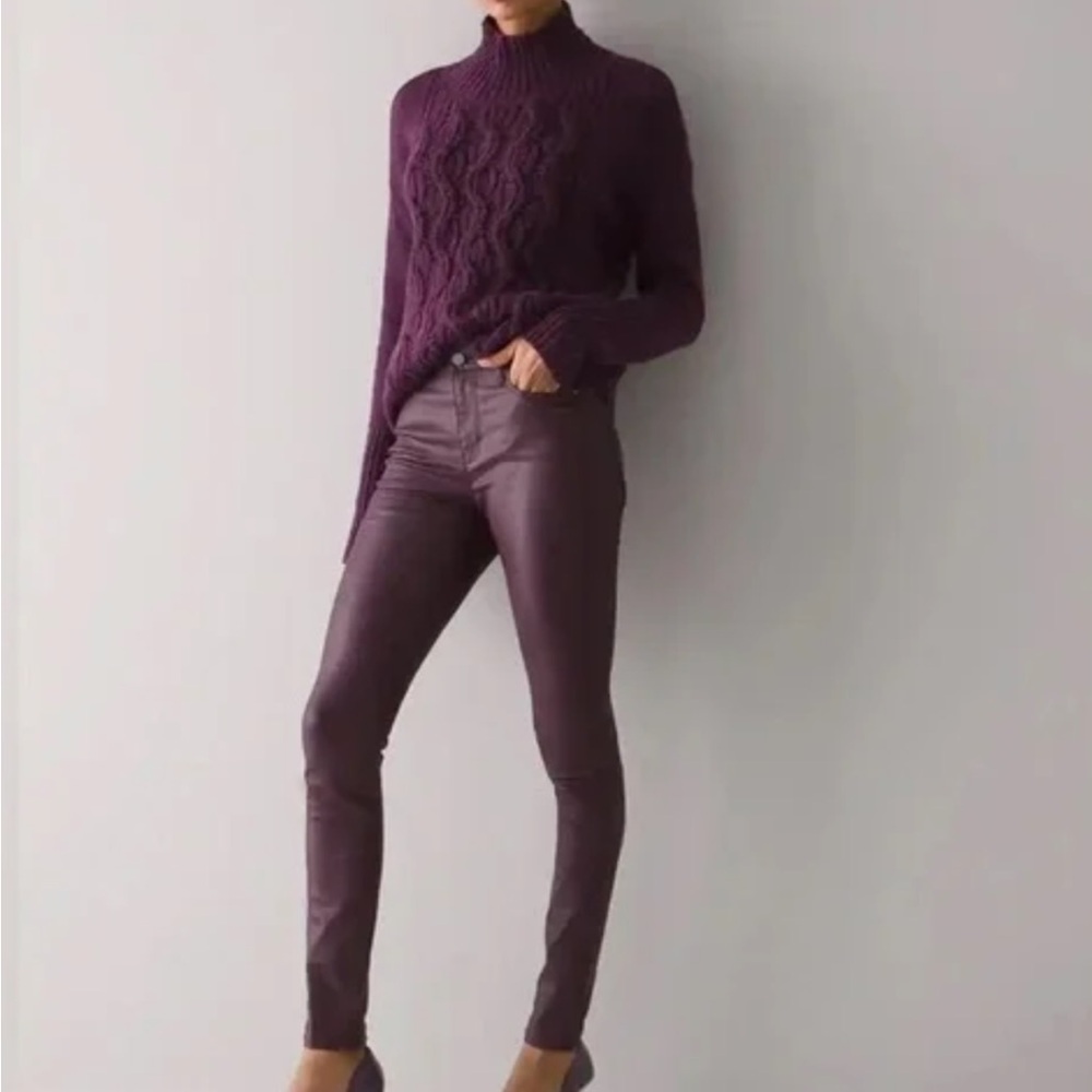 WHBM High Rise Coated Skinny Jeans Black Cherry 00L